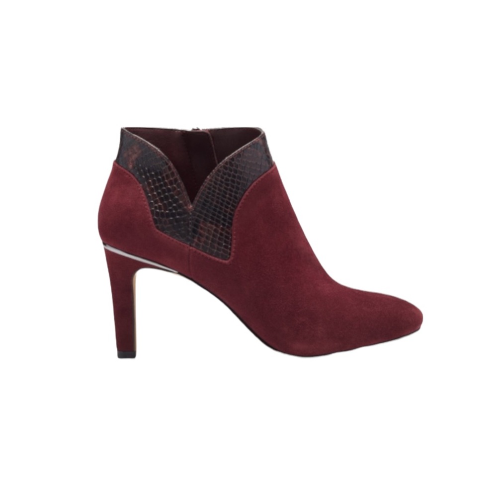 Vince Camuto Larmana Suede Leather Maroon Healed Bootie 7 1/2